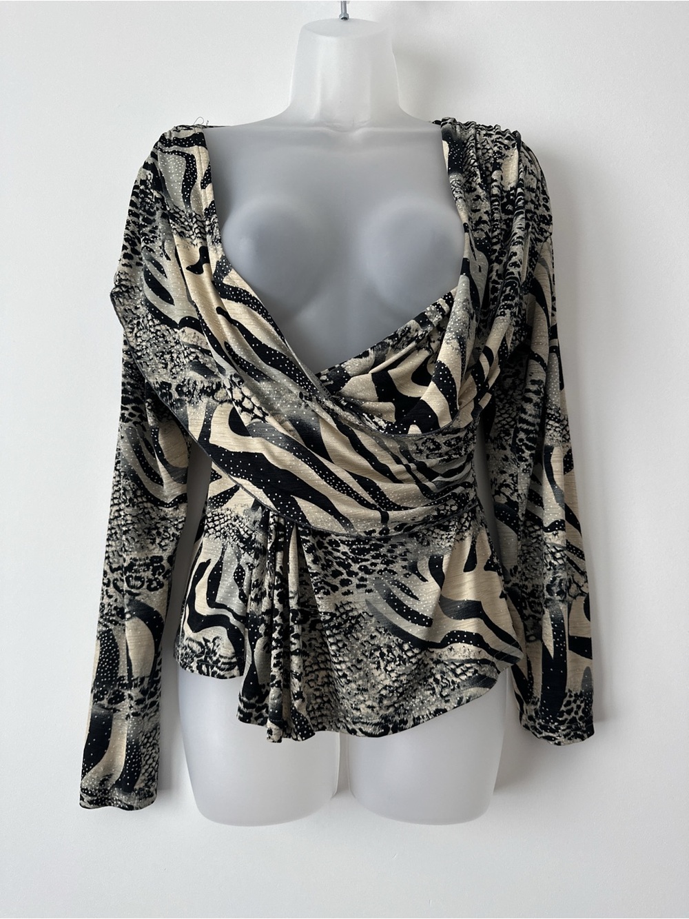zebra snake print wrap top
